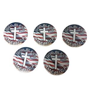 God Bless America Flag Cross Buttons Cross Independence Day USA 250th July 4th